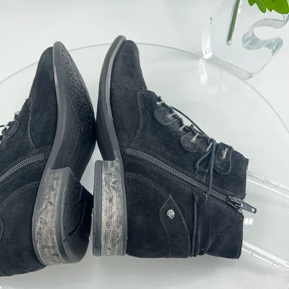 Earth Boone Booties Womens 8.5 Side Zip Block Heel Leather Upper Black - Picture 10 of 15